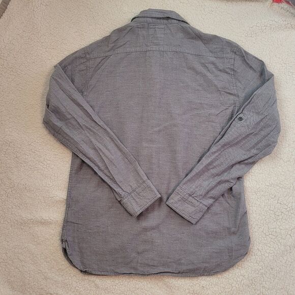 Levis Gray Button Front Collared Shirt Long Sleeve Roll Tab Casual Mens Medium - Picture 3 of 10